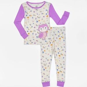 𝅺NWT Wonder Nation Infant Girls 18 Month Floral Owl Pajamas Long Sleeve Purple